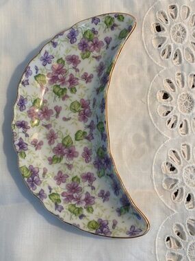 Vintage 1950s Lefton Violet Chintz Bone Dish